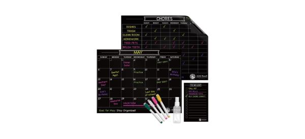 Chore Chart, Dry Erase Calendar + Bo<em></em>nus Grocery List for Fridge